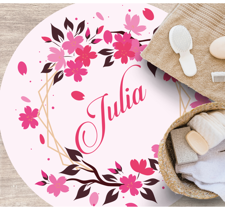 Tapis vinyle chambre couronne botanique avec nom - TenStickers