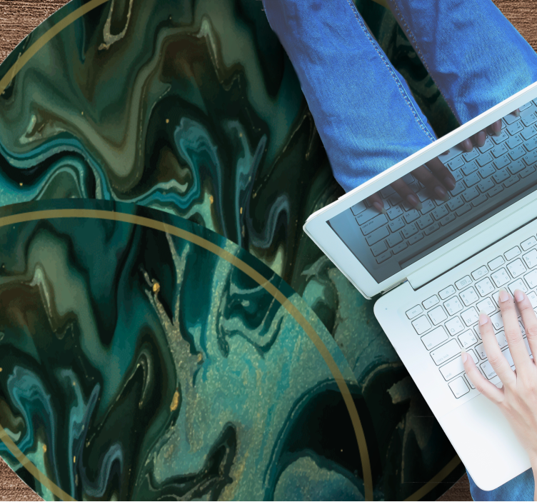 Tapis vinyle rond marbre vert abstrait - TenStickers