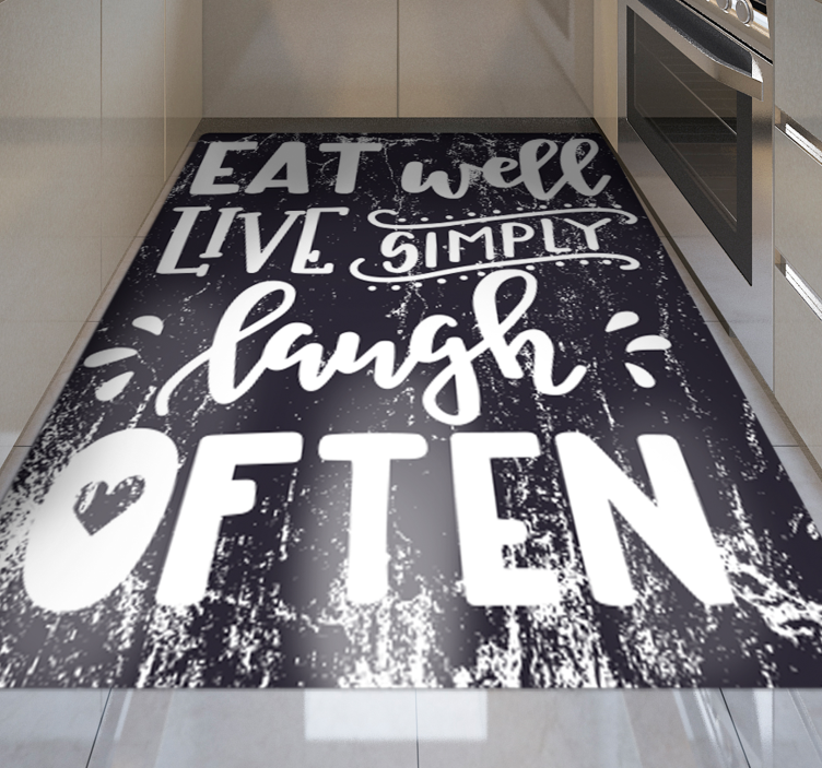 Tapis vinyle cuisine mange bien et ris souvent - TenStickers
