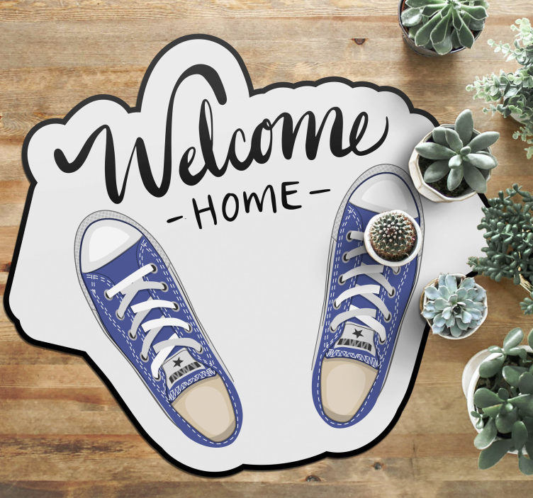Tapis vinyle citation chaussures de bienvenue - TenStickers