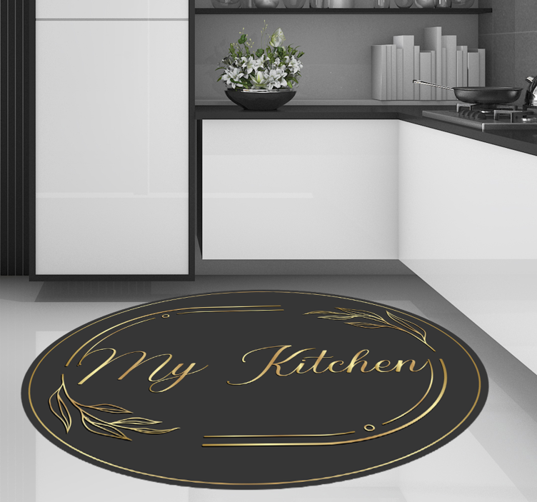 Tapis vinyle cuisine style doré pour ma cuisine - TenStickers