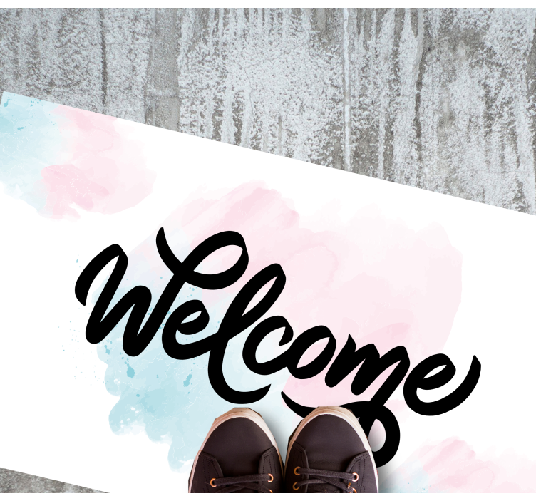 Tapis vinyle entrée aquarelle bienvenue - TenStickers