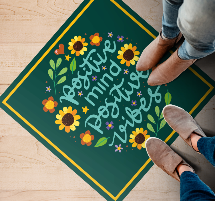 Tapis vinyle citation vibrations mentales positives - TenStickers