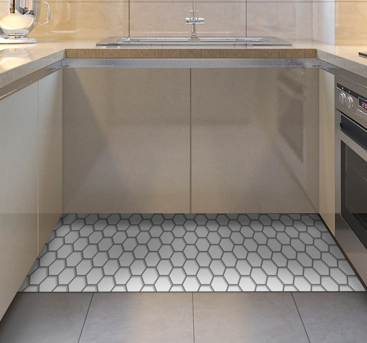 Tapis vinyle cuisine carrelage hexagonal - TenStickers