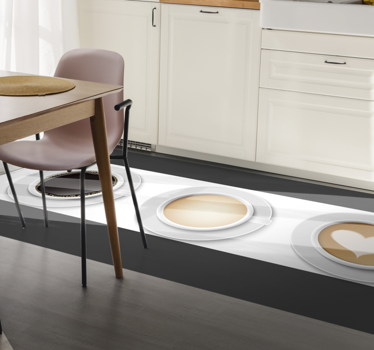 Tapis vinyle cuisine coureur de tasses à café - TenStickers
