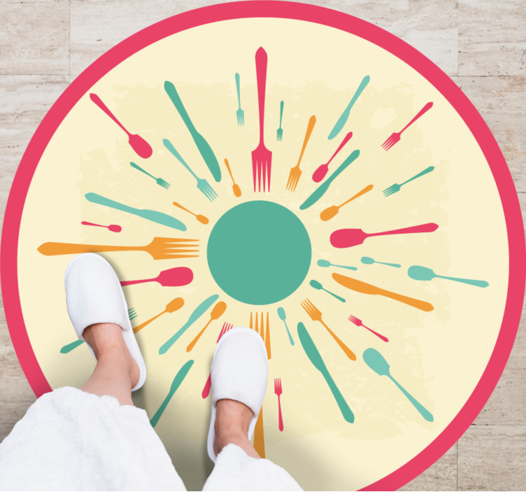 Tapis vinyle cuisine éclat de couverts colorés - TenStickers