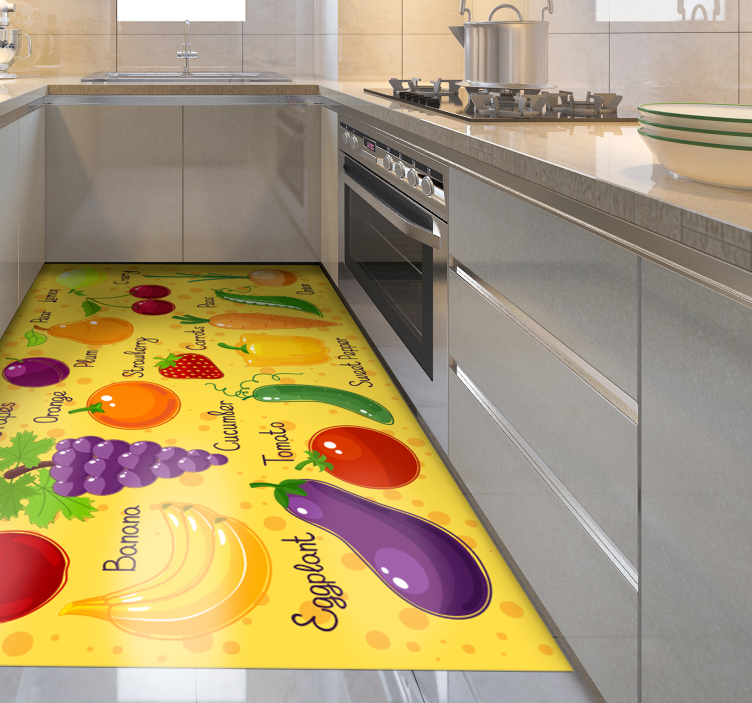 Tapis vinyle cuisine fruits et légumes colorés - TenStickers