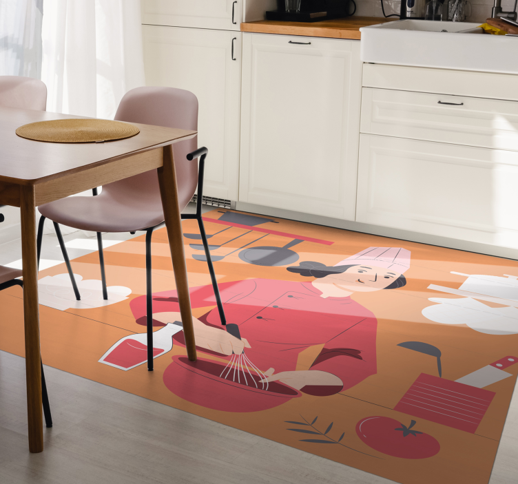 Tapis vinyle cuisine illustration de chef - TenStickers
