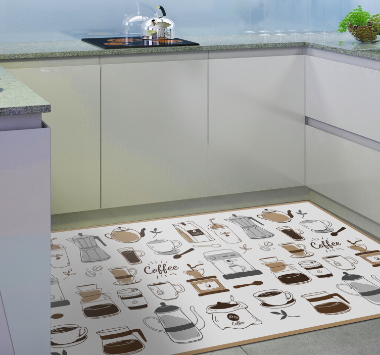 Tapis de cuisine les essentiels du café - TenStickers