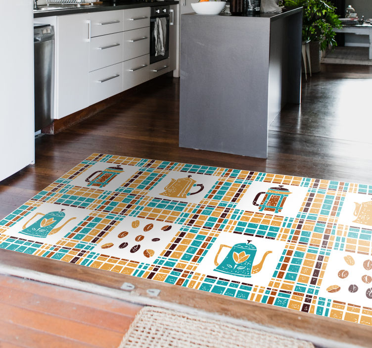 Tapis vinyle cuisine mosaïque de cafetière - TenStickers