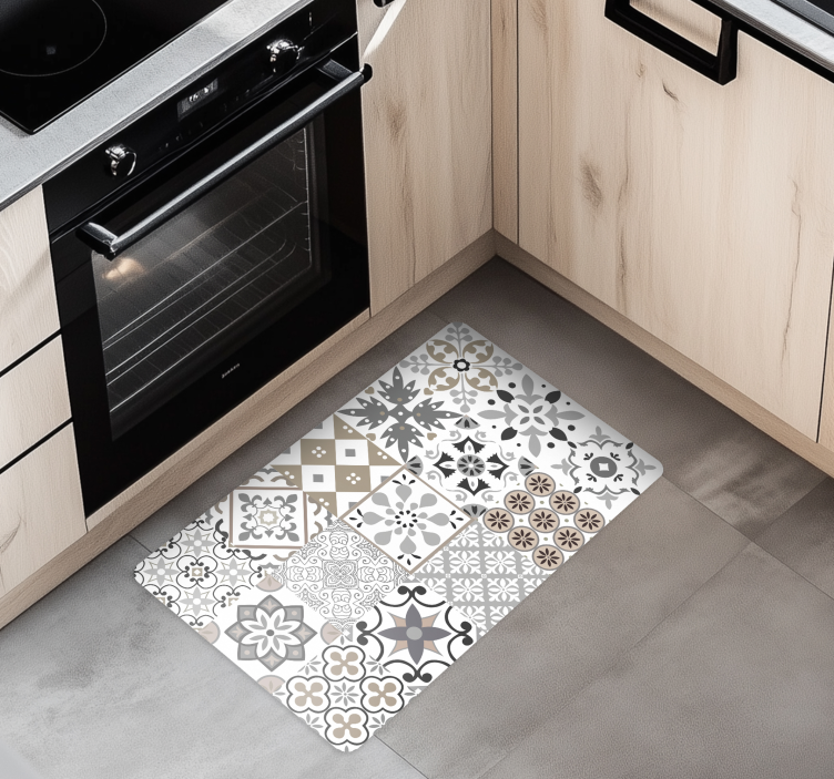 Tapis vinyle cuisine mosaïque grise - TenStickers
