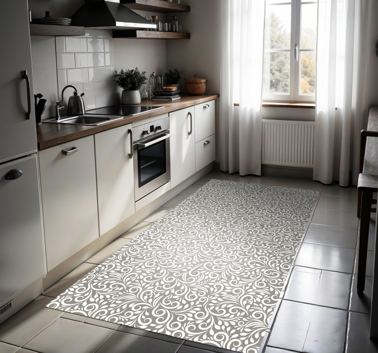 Tapis lino cuisine motif gris Ruskin - TenStickers