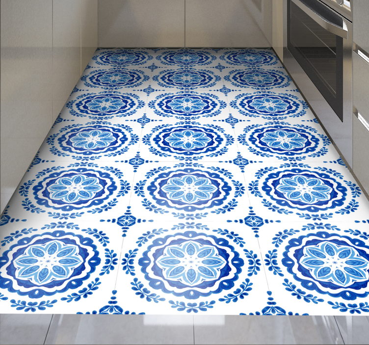 Tapis vinyle cuisine motifs de fleurs d'azur - TenStickers