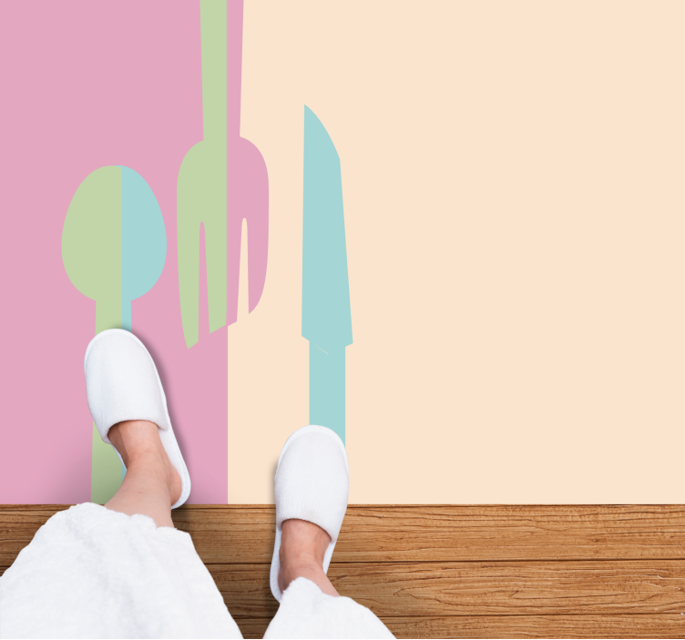 Tapis vinyle cuisine silhouettes d'ustensiles élégantes - TenStickers