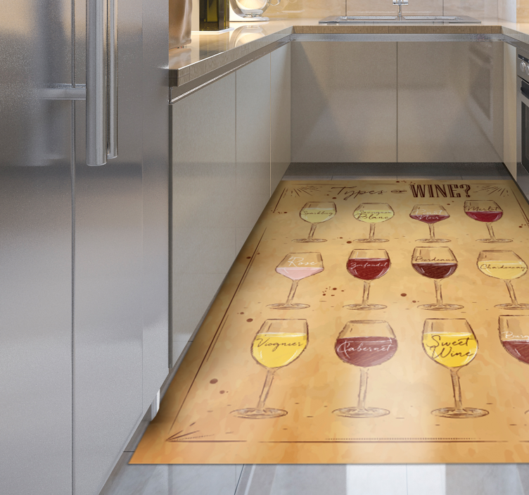 Tapis vinyle cuisine types de vin - TenStickers