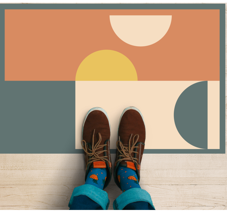 Tapis vinyle design moderne cercles et rectangles - TenStickers