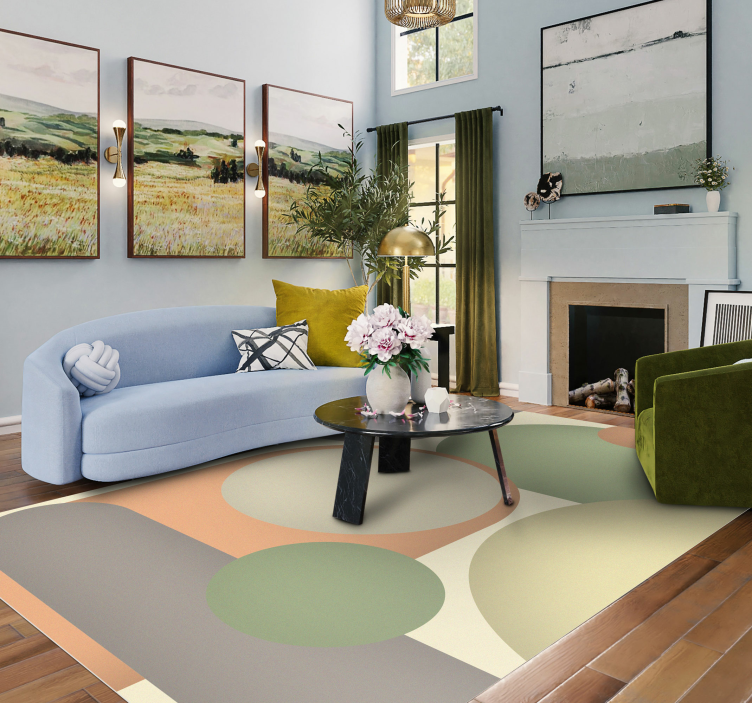 Tapis vinyle design moderne motifs circulaires contemporains - TenStickers