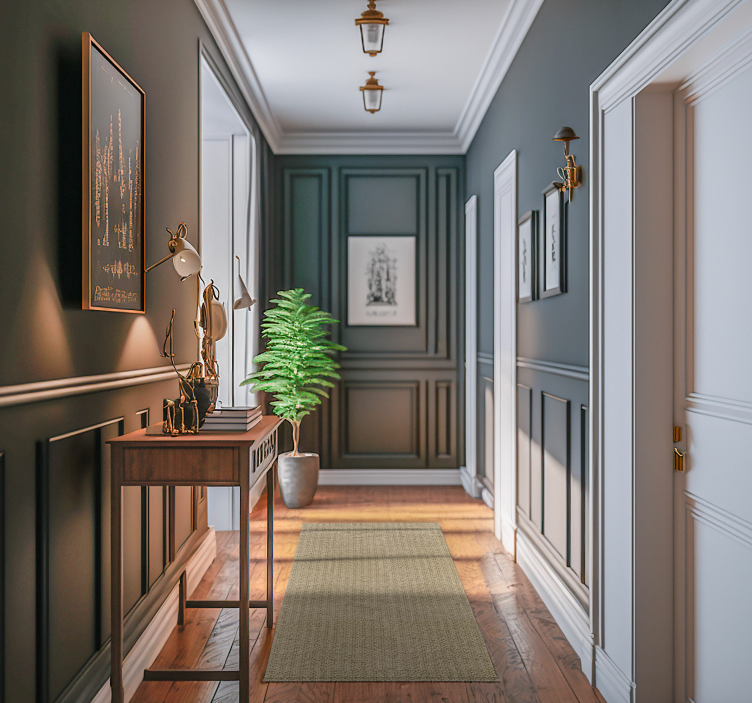 Tapis vinyle couloir tissu monochrome beige - TenStickers