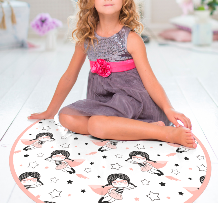 Tapis vinyle pour enfants aire de jeux circulaire ballerine - TenStickers