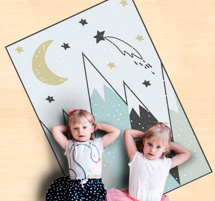 Tapis vinyle pour enfants ciel nocturne montagneux - TenStickers