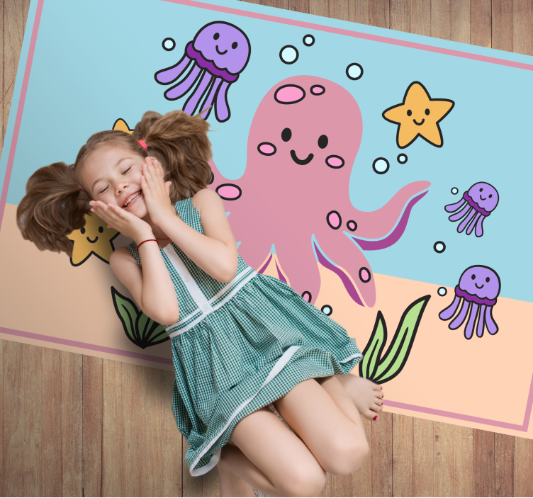 Tapis vinyle pour enfants illustration d'amis de l'océan - TenStickers