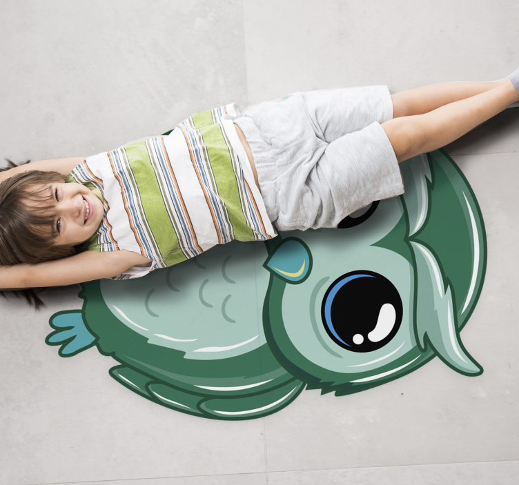 Tapis vinyle enfant illustration de hibou vert - TenStickers