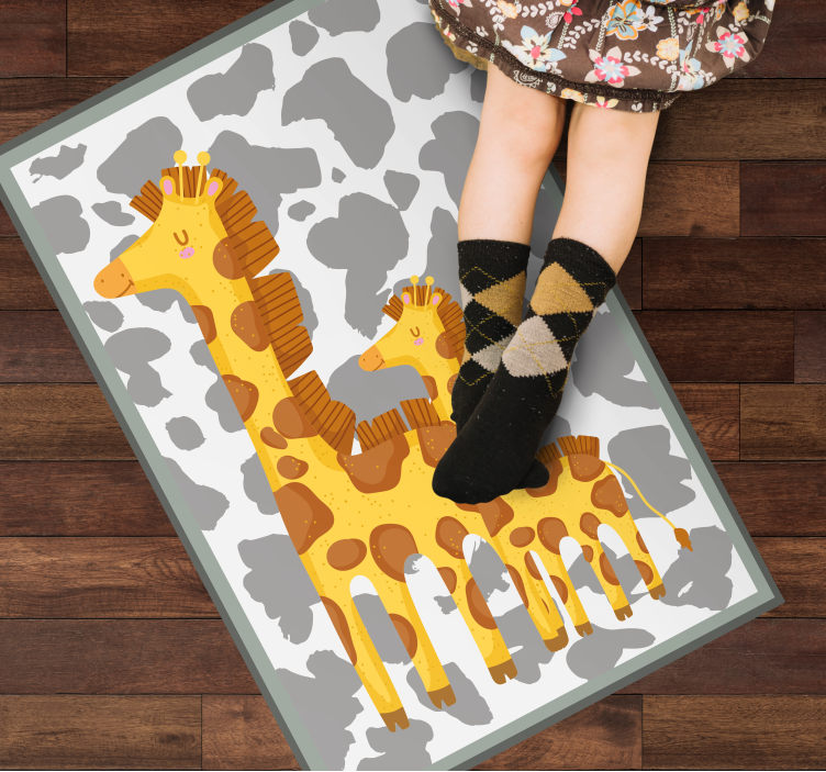 Tapis vinyle pour enfants motif famille girafe - TenStickers