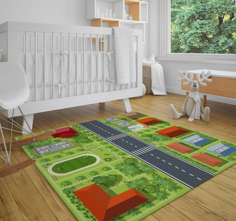 Tapis vinyle enfant paysage urbain ludique - TenStickers