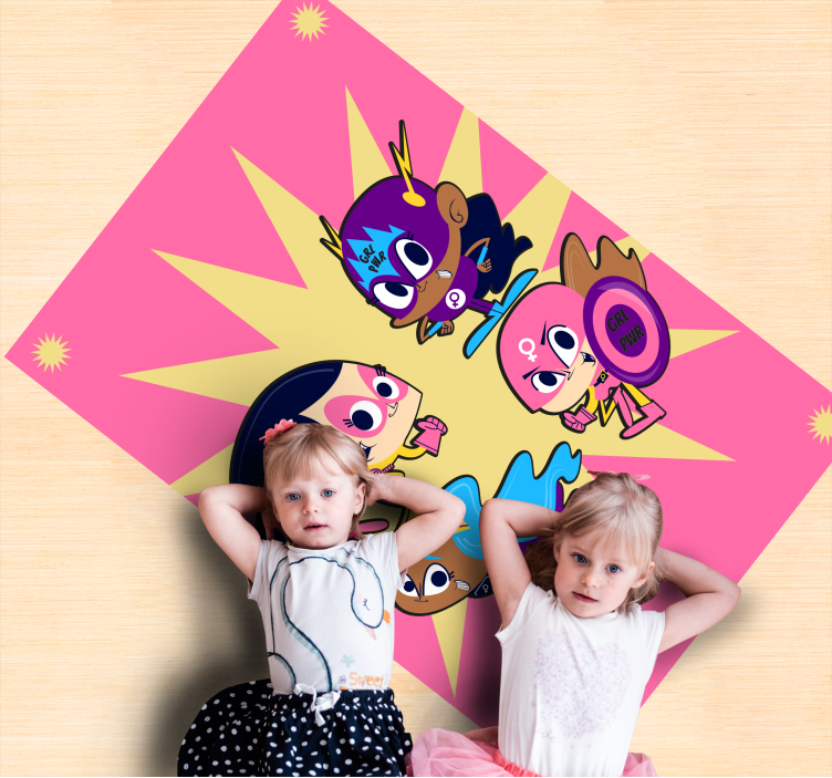 Tapis vinyle pour enfants personnages de super-héros colorés - TenStickers