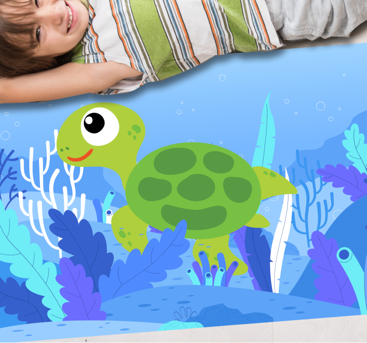 Tapis vinyle enfant tortue verte - TenStickers