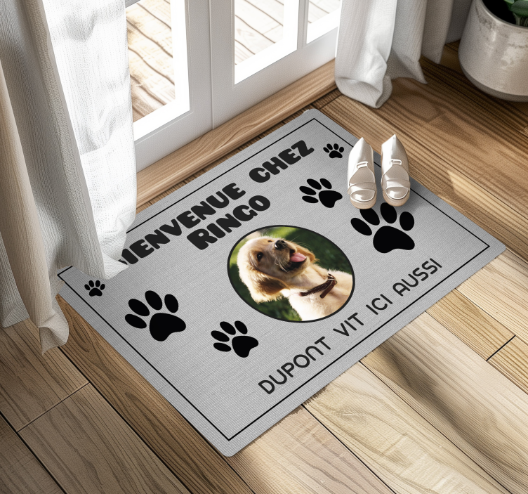 Tapis vinyle entrée bienvenue chien personnalisé - TenStickers
