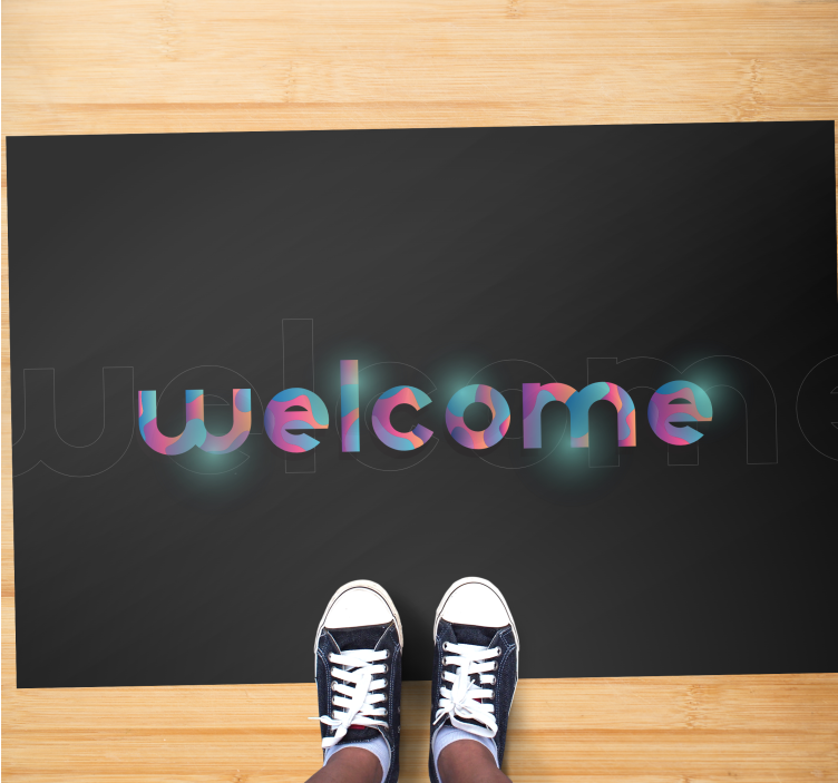 Tapis vinyle entrée texte de bienvenue coloré effet lumineux - TenStickers
