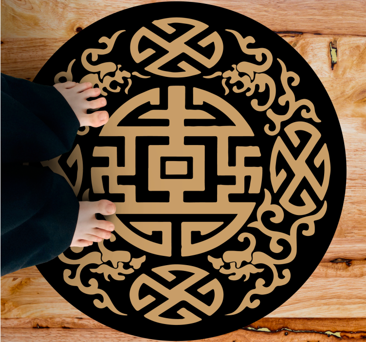 Tapis vinyle rond motif de symbole culturel - TenStickers