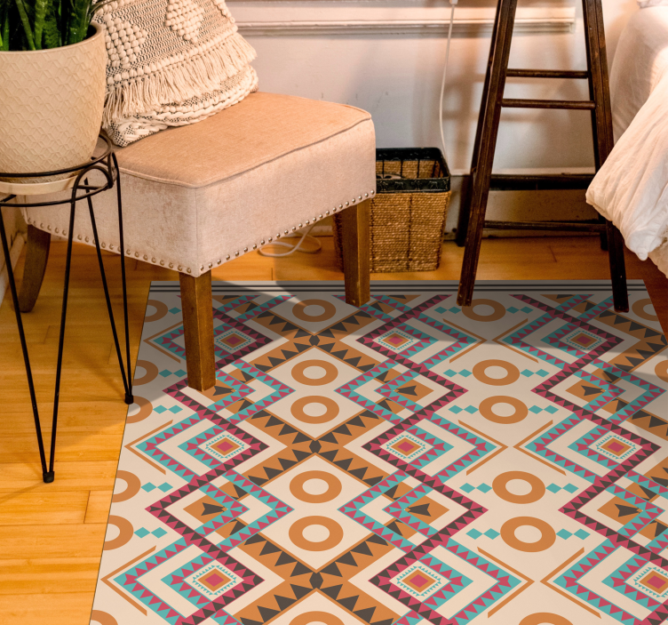 Tapis vinyle motif diamants multicolores - TenStickers