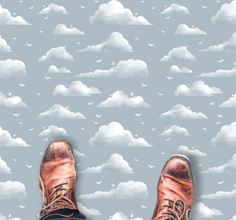 Tapis vinyle bébé motif de ciel nuageux - TenStickers