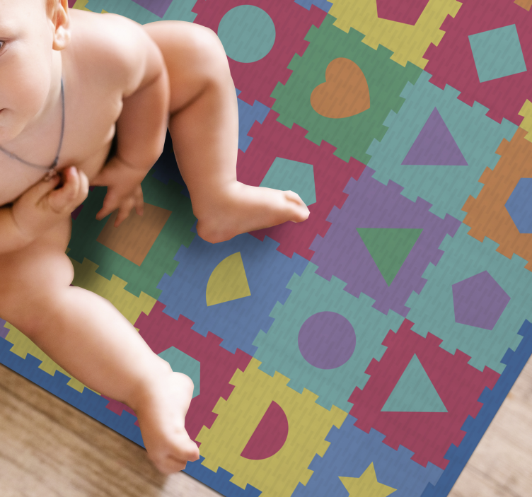 Tapis vinyle bébé imitation de puzzle coloré - TenStickers