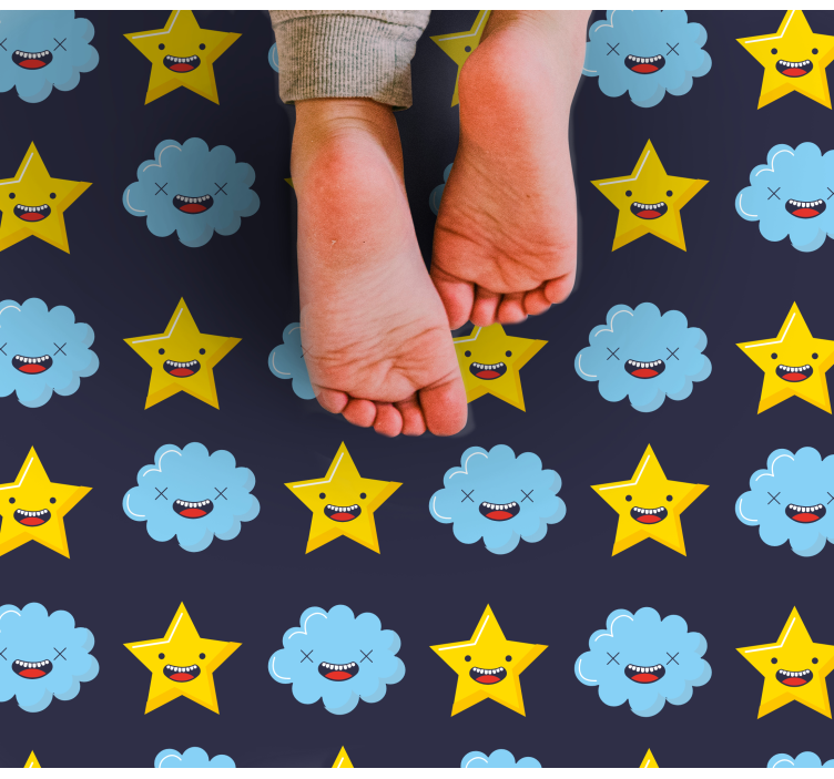 Tapis vinyle étoile nuages d'étoiles souriants - TenStickers