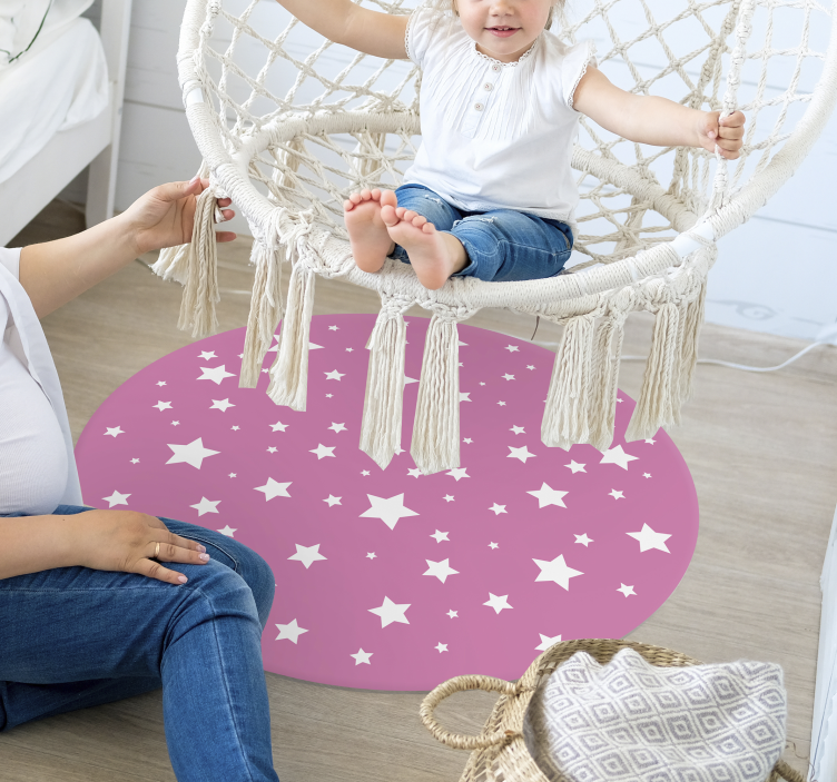 Tapis vinyle étoiles cercle rose - TenStickers