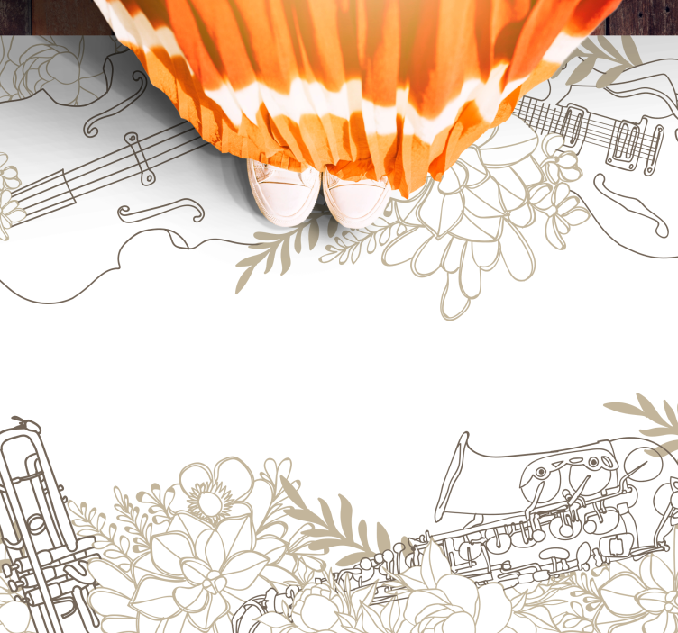 Tapis vinyle plantes composition florale musicale - TenStickers