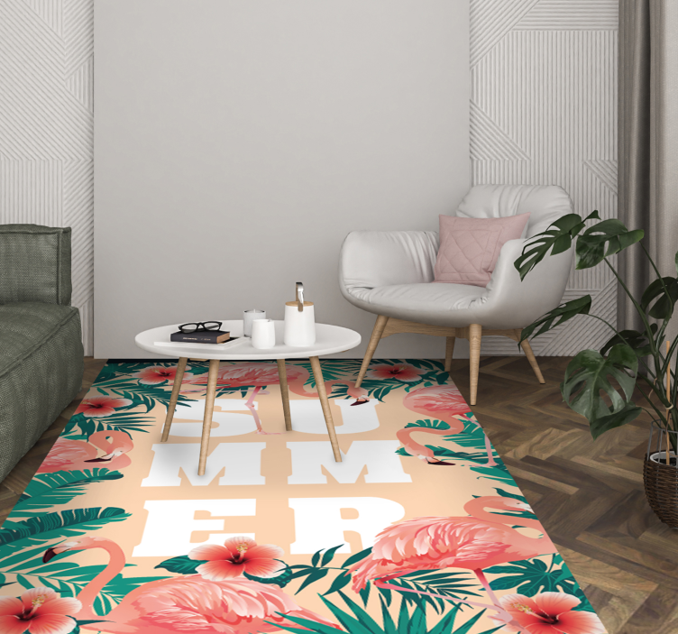 Tapis vinyle événements thème flamant rose d'été - TenStickers