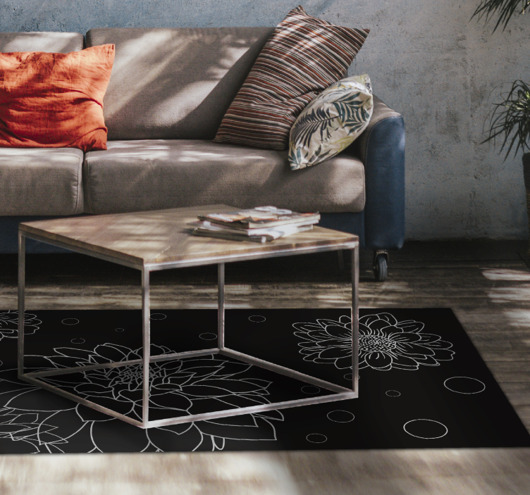 Tapis vinyle plantes contraste de contour floral - TenStickers