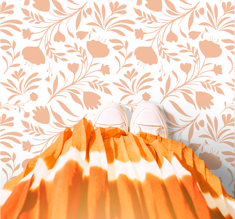 Tapis vinyle fleurs couleur pêche - TenStickers