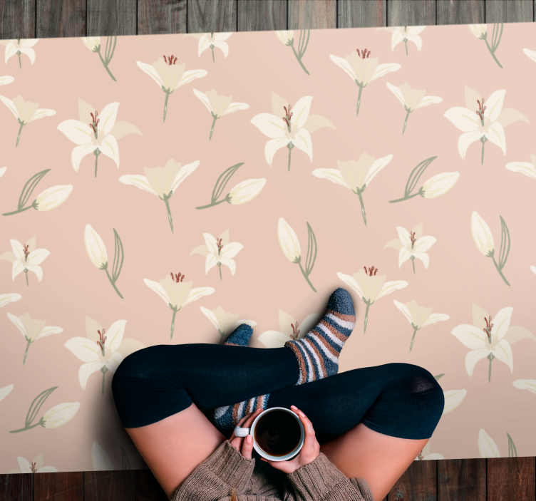 Tapis vinyle plantes élégance florale pastel - TenStickers
