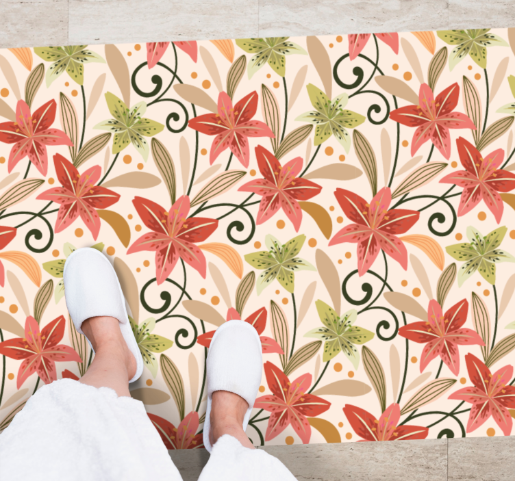 Tapis vinyle plantes motif de tourbillon floral - TenStickers