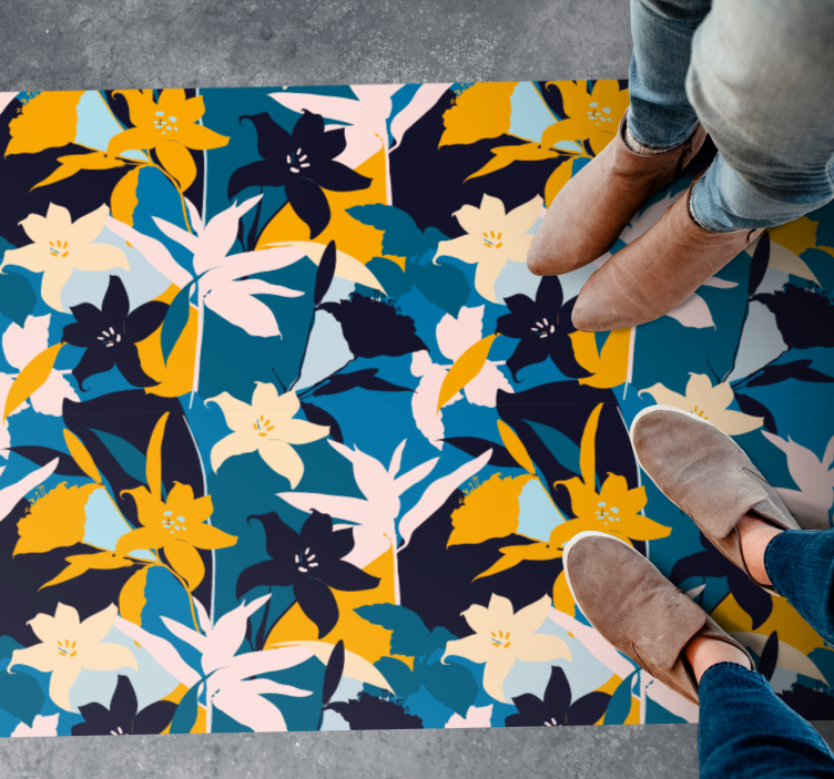 Tapis vinyle plantes motif floral - TenStickers