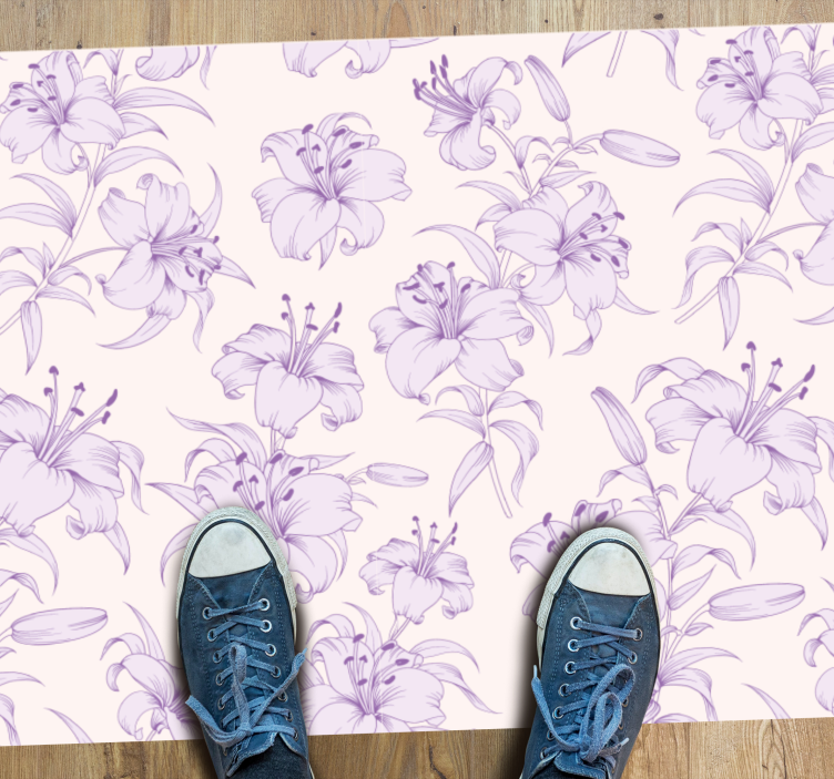Tapis vinyle plantes motif floral lilas - TenStickers