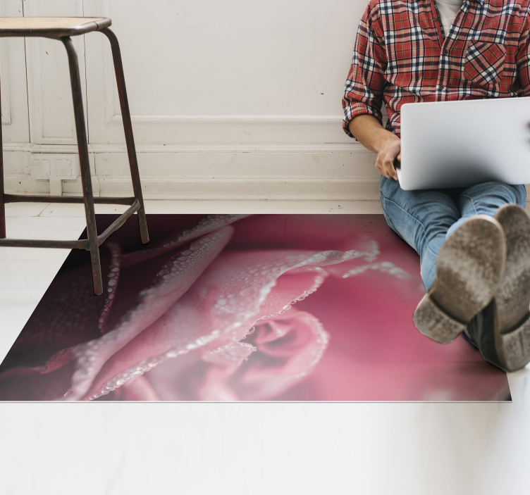 Tapis vinyle plantes pétales de rose rosés - TenStickers