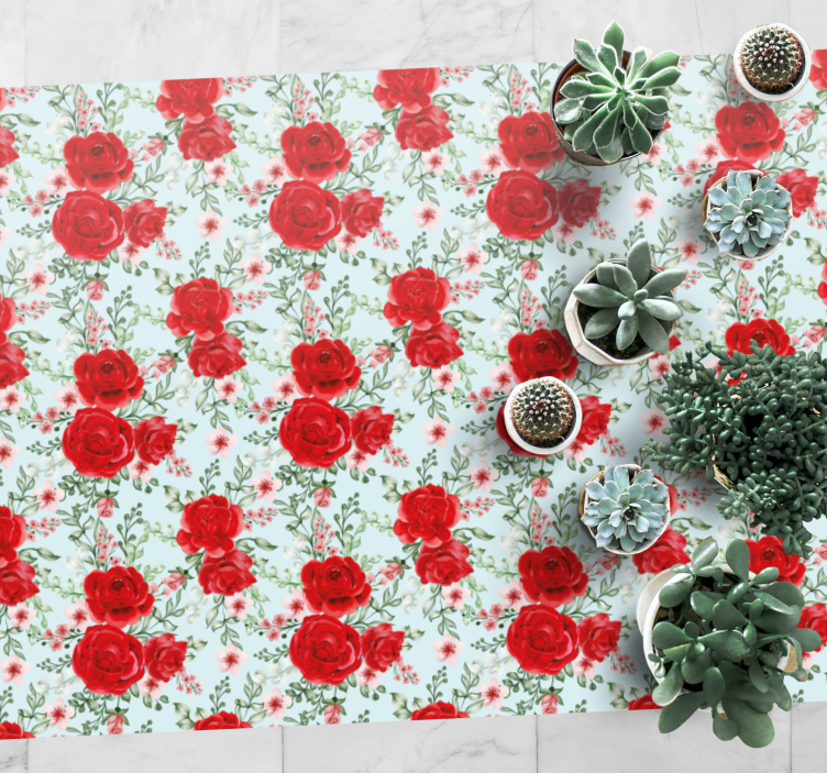 Tapis vinyle fleurs rouges et roses - TenStickers