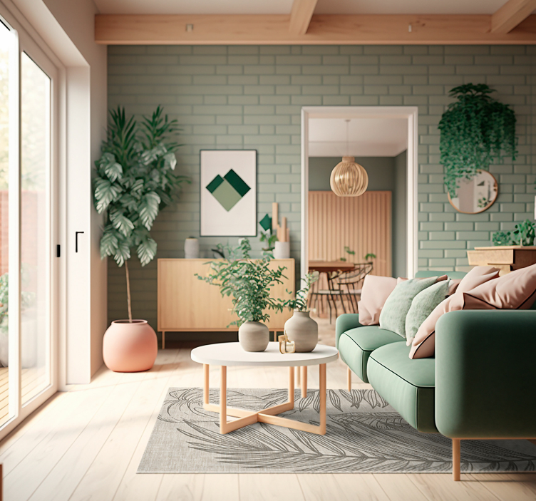 Tapis vinyle salon plantes tropicales effet tissé - TenStickers