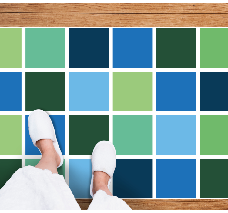 Tapis vinyle salle de bain blocs carrés colorés - TenStickers